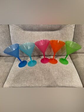 Colorful Plastic Martini Glasses - Multi (Set of 6)